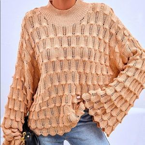 NWT! SCALLOP TRIM POINTELLE KNIT SWEATER IN CREAM!